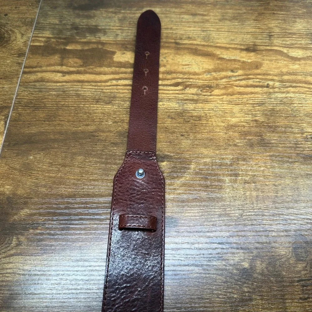 J. Jill Womens Dark Brown Leather Ring Buckle Belt Made in Italy BLT176951 XS/S